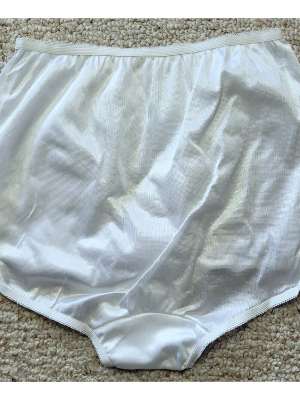 Vintage Nylon Panty Size 9 Brief 3 Pairs Satin White Double Gusset Sissy NWOT - Picture 4 of 10